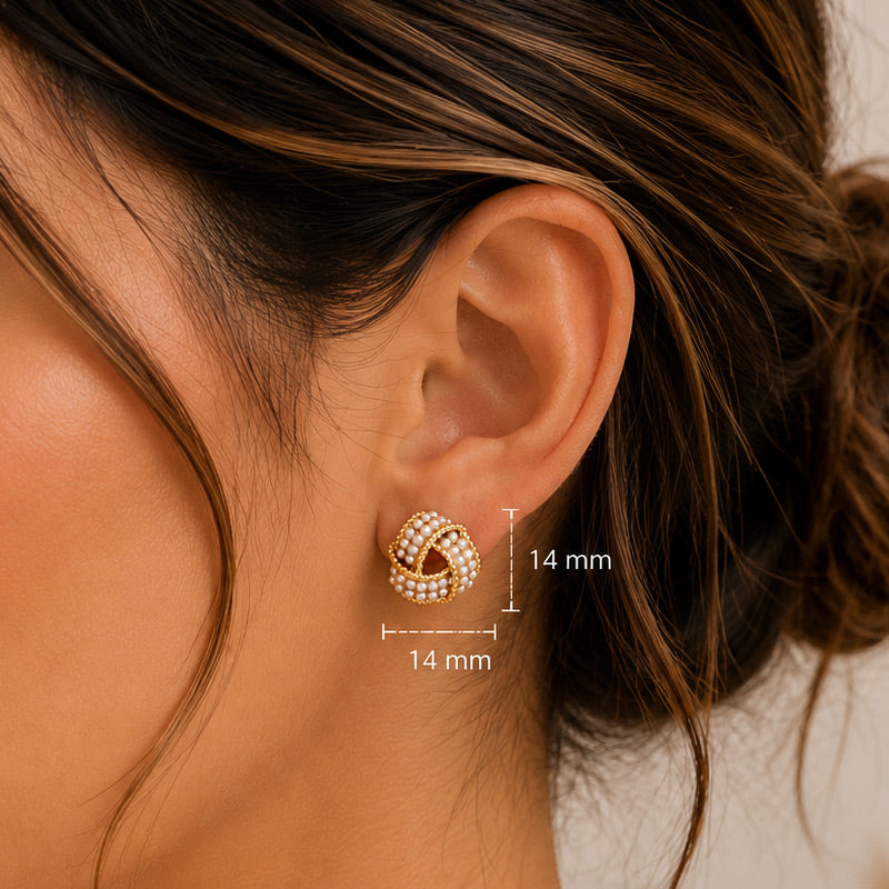 Aretes Nudo Perlado Aurora | Enchapada en Oro