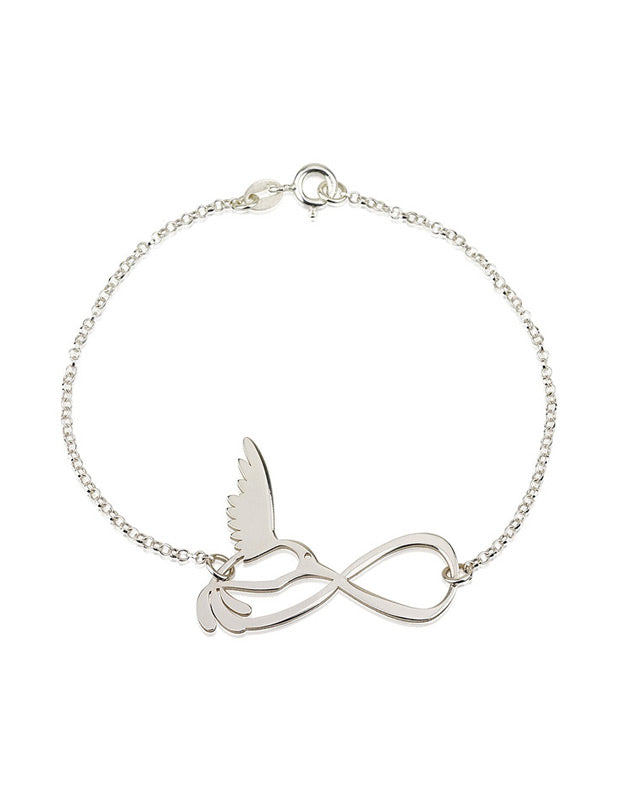 Pulsera Infinito colibri - Plata 925