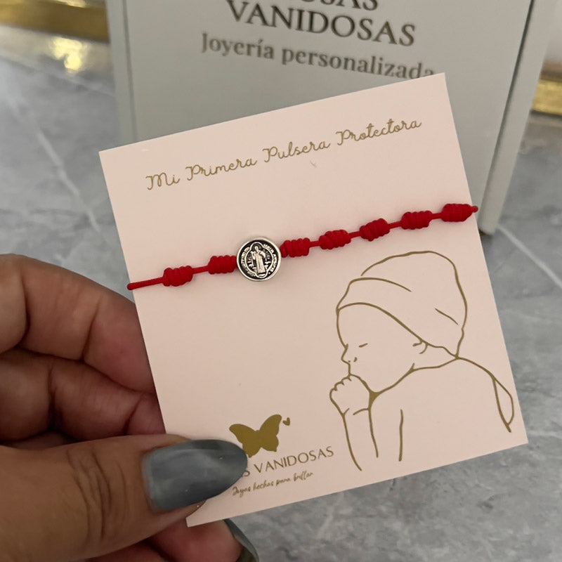 Pulsera Protectora San Benito para Bebé en Plata 950