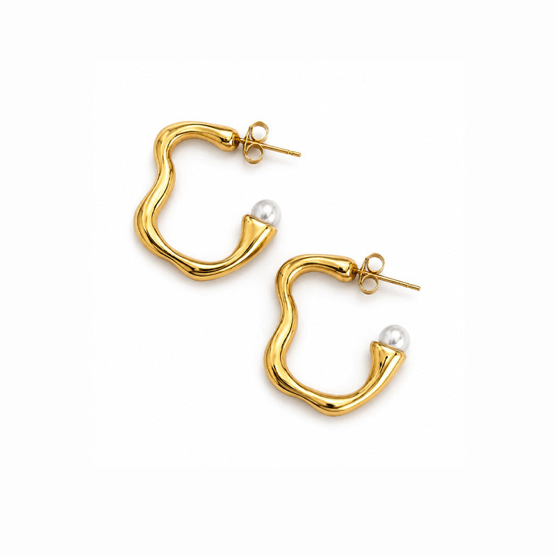 Aretes Orgánicos Perla Aura Dorados