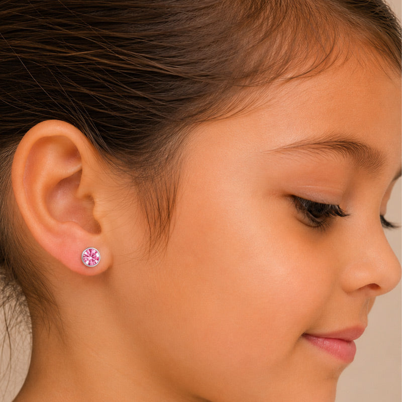 Aretes de Circonia 5 mm con Seguro Rosca en Plata 950
