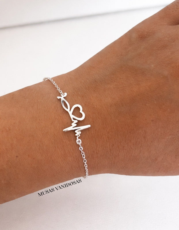 Pulsera Pulso y Corazón - Plata 950