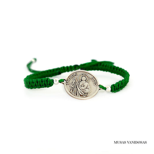Pulsera San Judas Tadeo en hilo y Plata 950 – Amuleto de Fe