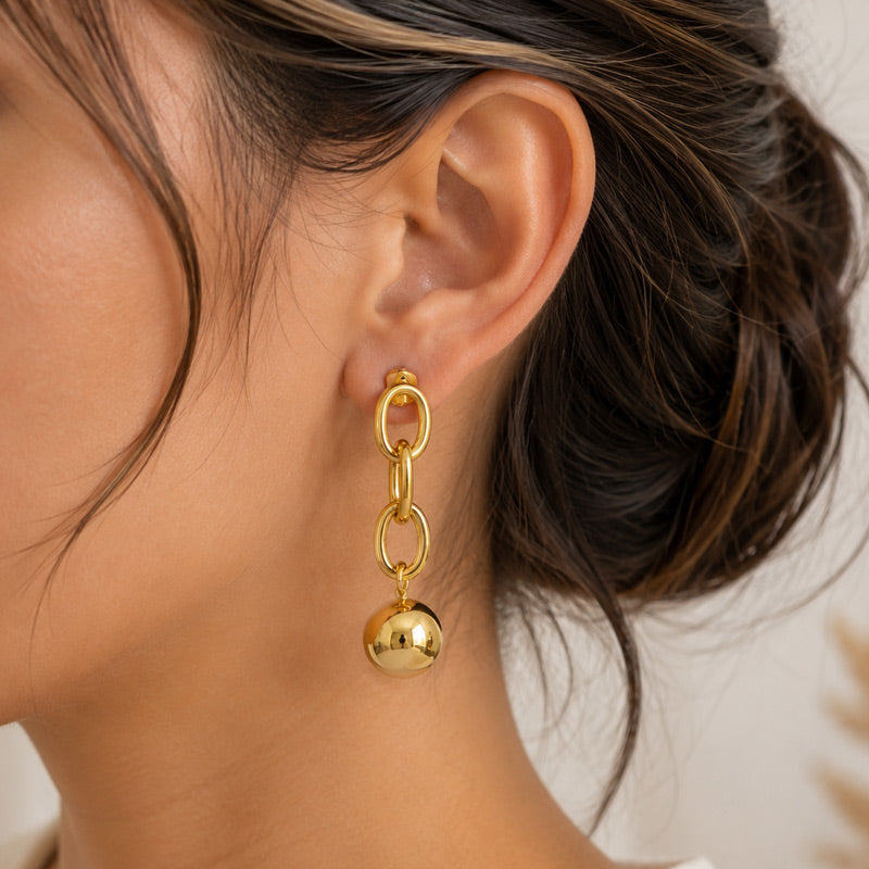 Aretes Bianca de Acero Inoxidable Dorado