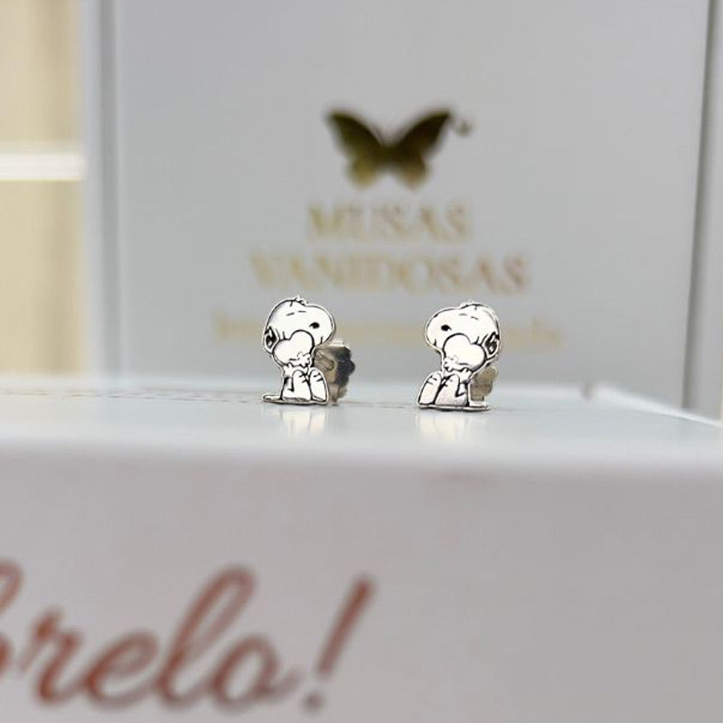 Aretes Snoopy corazón – Plata 950