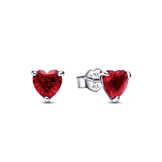 aretes rojos en plata