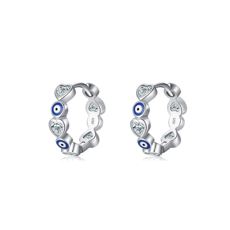 Argollas de Plata 925 Ojo Turco y Corazones