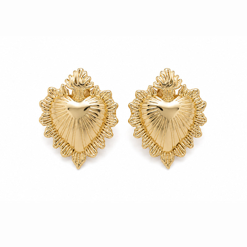 Aretes Sagrado Corazón de Jesús Dorado | Musas Vanidosas