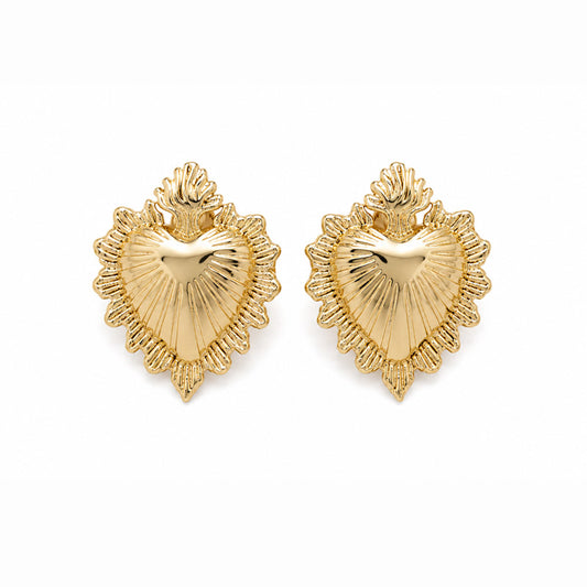 Aretes Sagrado Corazón de Jesús Dorado | Musas Vanidosas