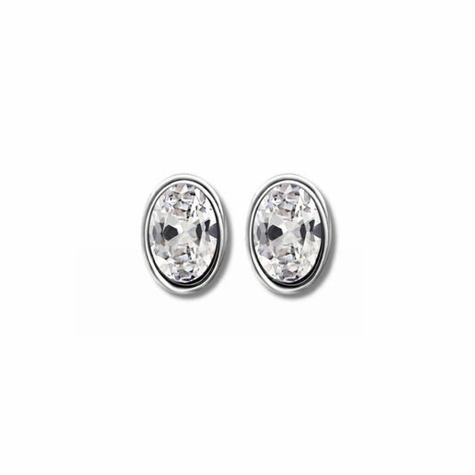 Aretes Valeria de Plata 925 con circonia ovalada cristal de 8 × 6 mm y acabado brillante.