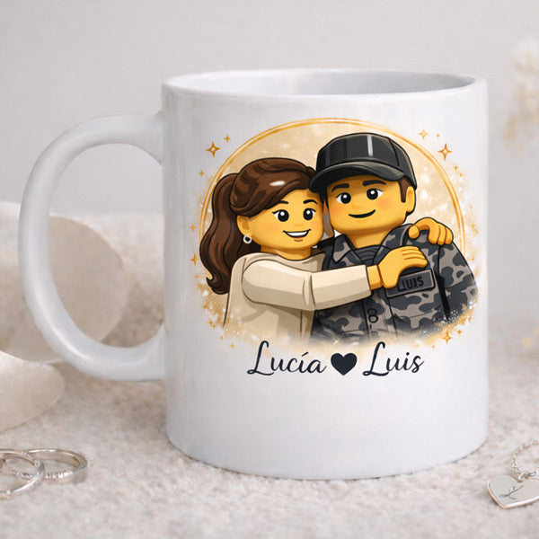Taza personalizada con foto estilo Lego