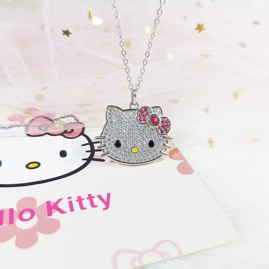 Collar Hello Kitty con cristales - Plata 925