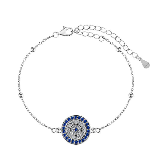 Pulsera Ojo Turco con Circones Azules en Plata 925