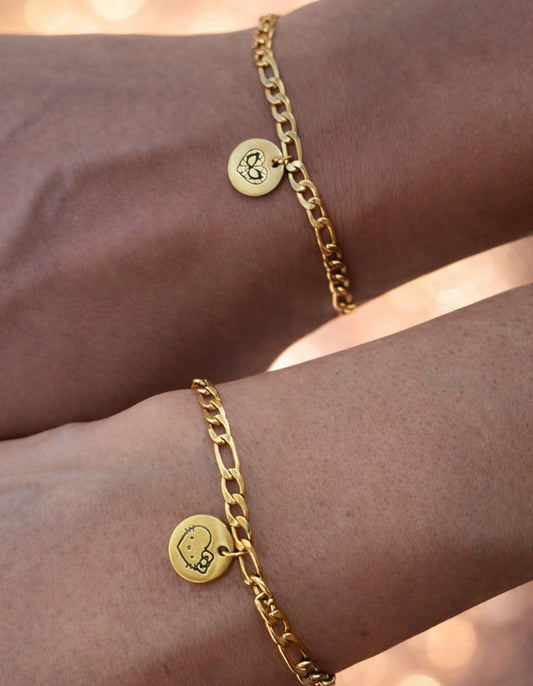 Pulseras Temáticas para Pareja – Acero Dorado