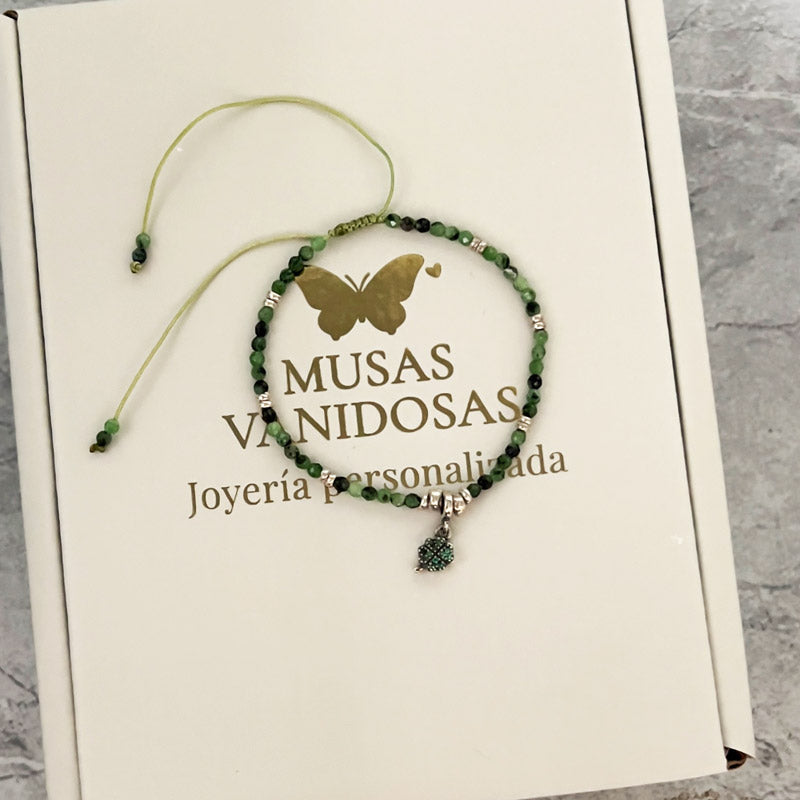 Pulsera de Rubí Zoicita Facetada 2 mm en Plata 950 | Trébol de la Suerte