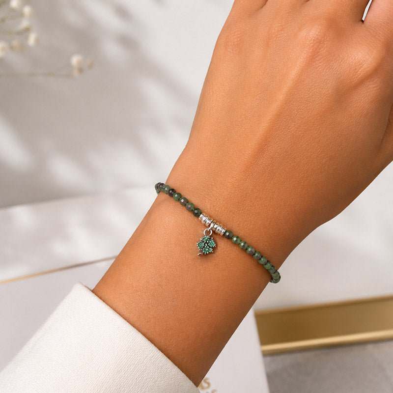 Pulsera de Rubí Zoicita Facetada 2 mm en Plata 950 | Trébol de la Suerte