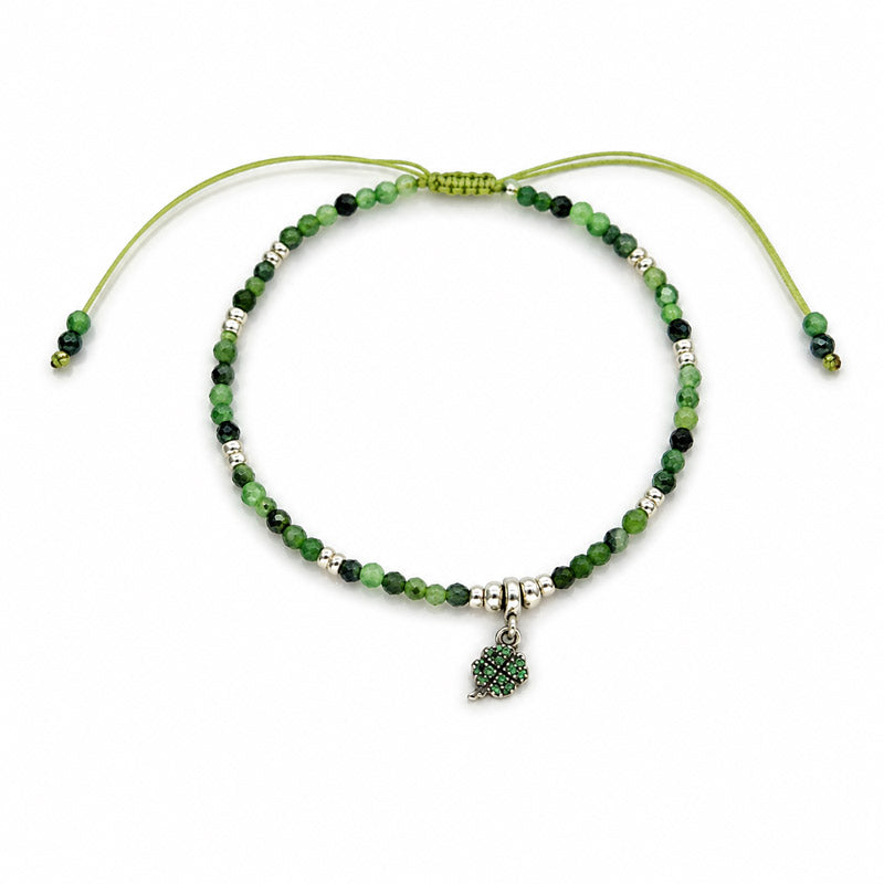Pulsera de Rubí Zoicita Facetada 2 mm en Plata 950 | Trébol de la Suerte