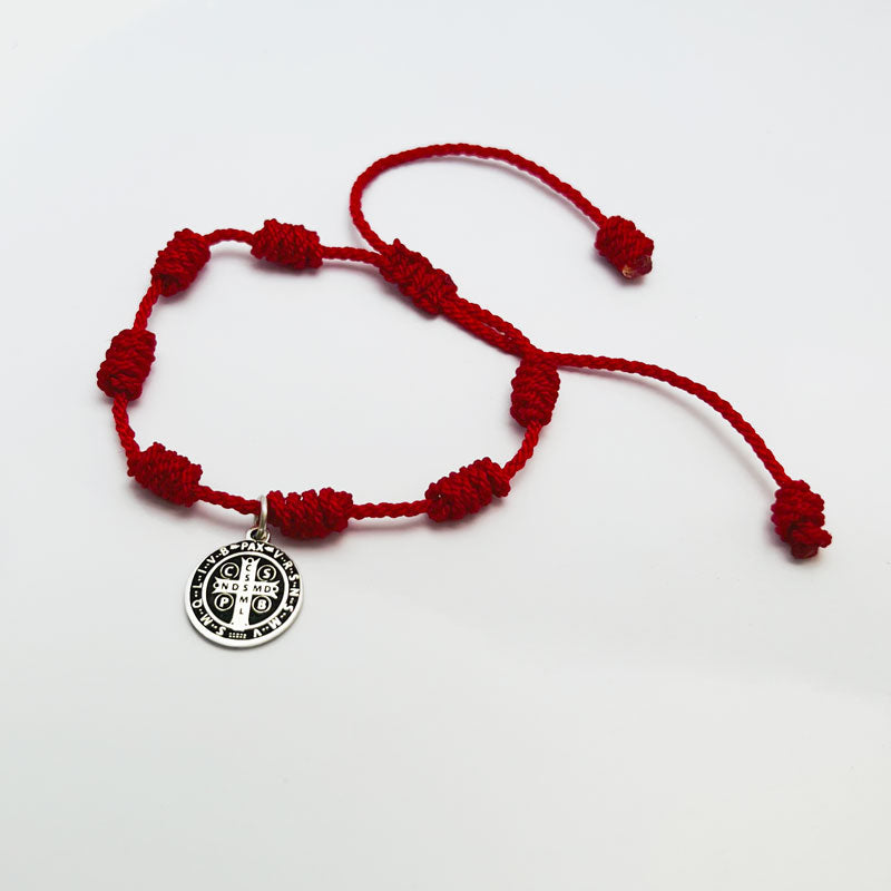 Pulsera San Benito 7 Nudos en Plata 950 – Protección y Fe