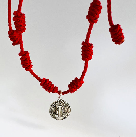 Pulsera San Benito 7 Nudos en Plata 950 – Protección y Fe