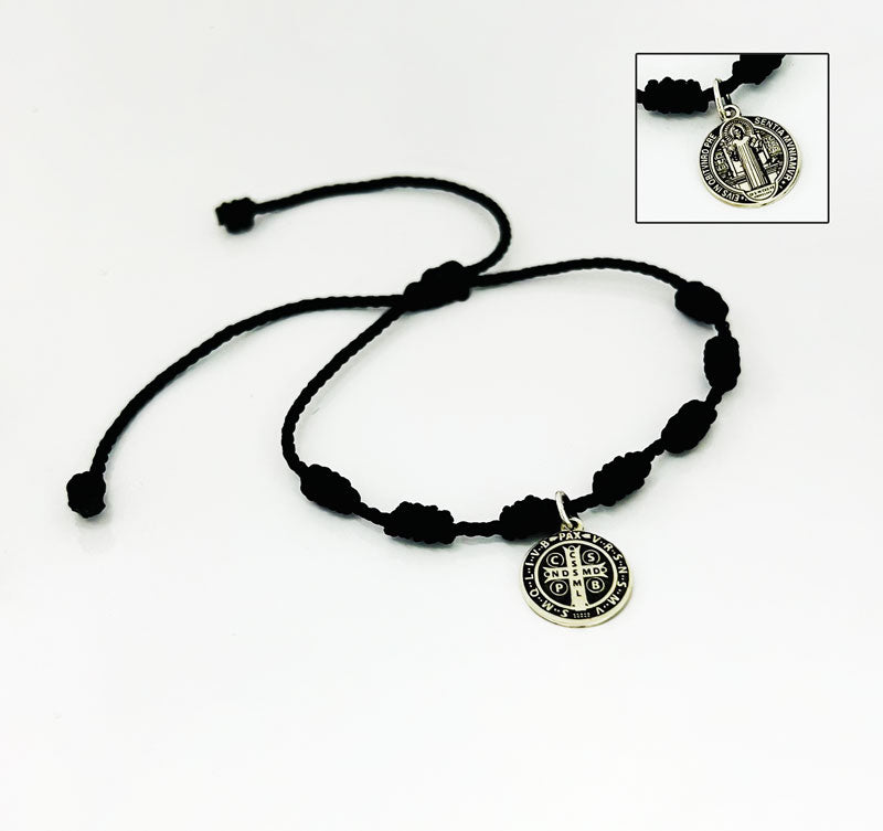 Pulsera San Benito 7 Nudos en Plata 950 – Protección y Fe