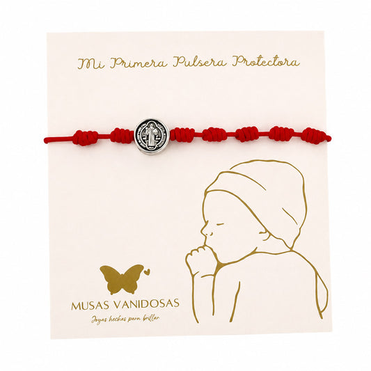 Pulsera Protectora San Benito para Bebé en Plata 950