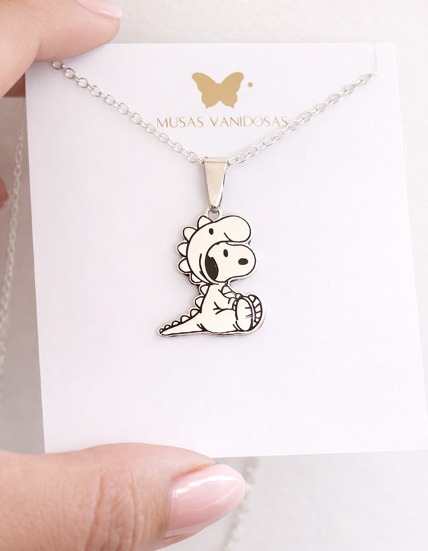 Snoopy Dinosaurio – Collar en Plata 950