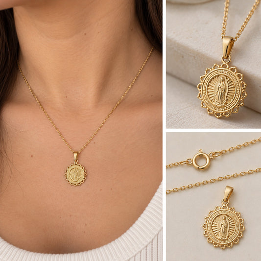 Collar Virgen de Guadalupe enchapado en oro