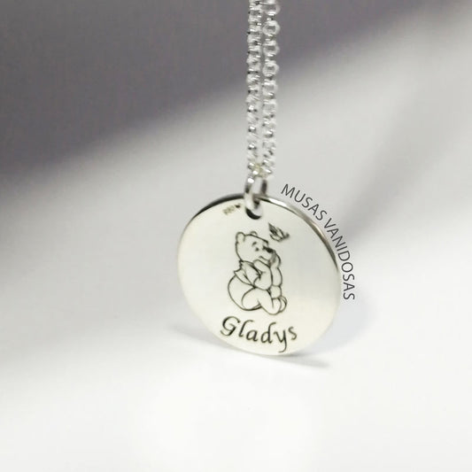 Collar Personalizado Winnie Pooh en Plata 950 – Musas Vanidosas